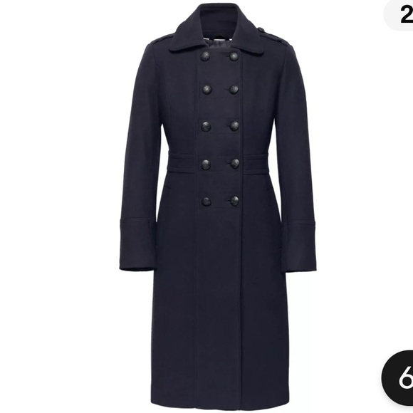 Banana Republic Wool Melton Militia Coat Navy Blue Size 4 - Picture 3 of 8